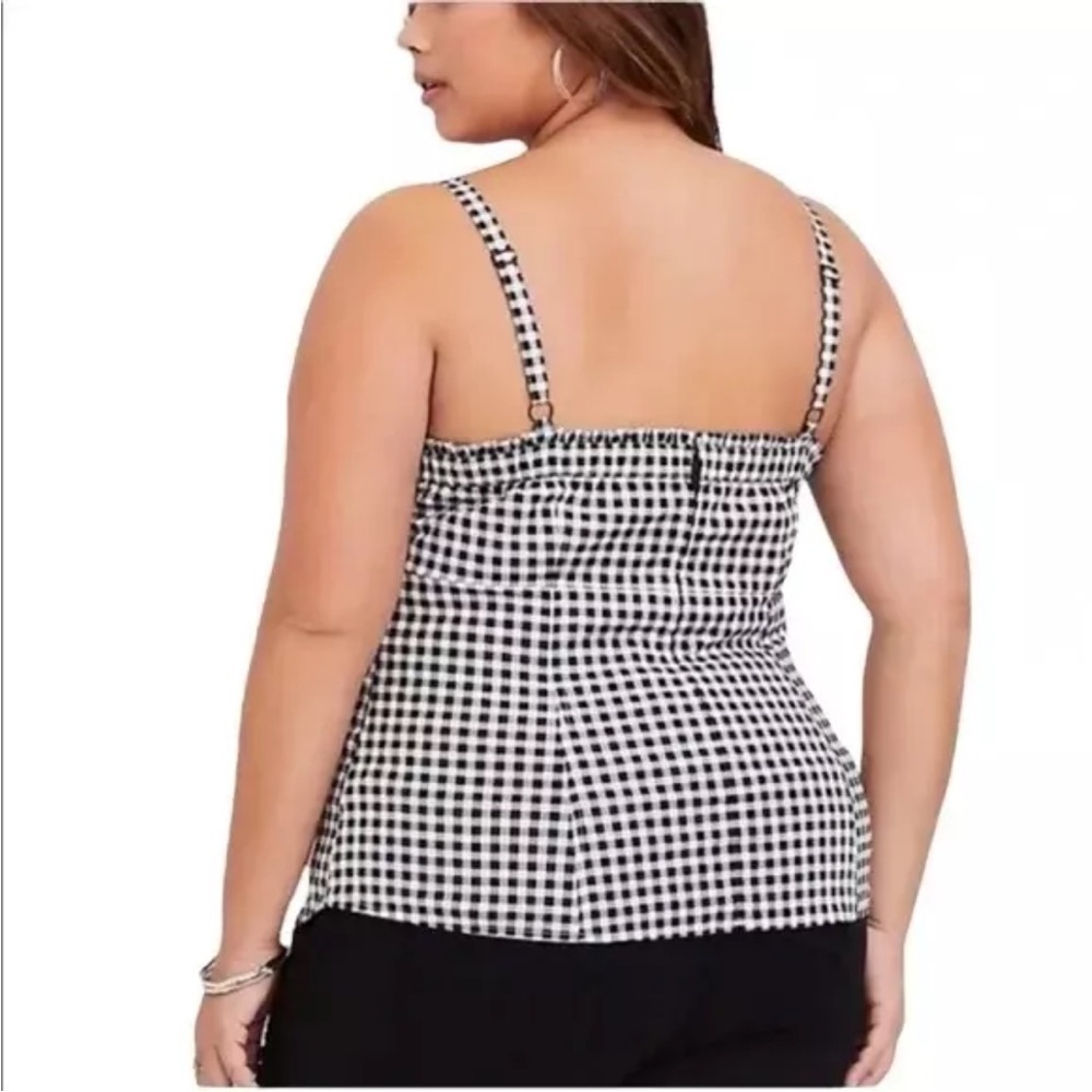 Torrid Black White Gingham Plaid Poplin Cami Sweetheart Tank Top Zip Back Size 2 - Picture 3 of 11